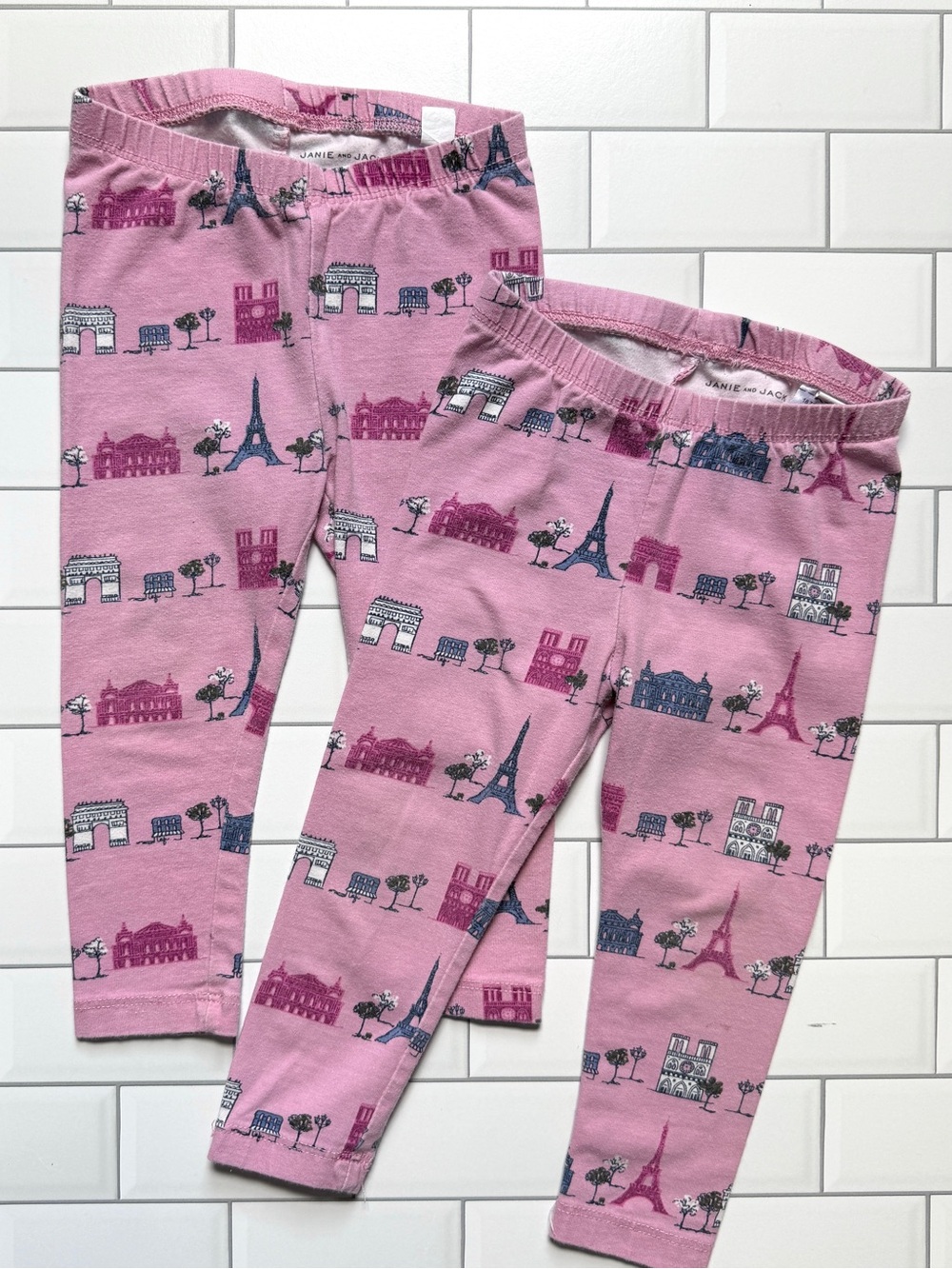 18-24M🇫🇷 Janie & Jack Pink Paris Print Everyday Legging Bundle Eiffel Tower